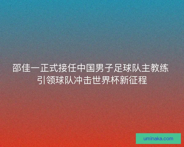邵佳一正式接任中国男子足球队主教练 引领球队冲击世界杯新征程 邵佳一正式接任中国男子足球队主教练 引领球队冲击世界杯新征程